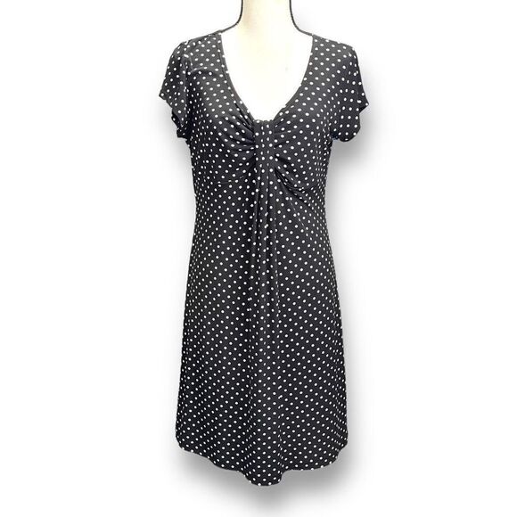 Ronni Nicole Women's Polka Dots Front Tie Short Sleeve Mini  Dress Black Size 10 - Picture 1 of 8